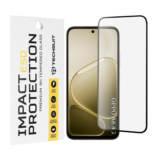 Защитно фолио Techsuit за екран на Oppo A6x 4G / A6x / A6 4G, закалено стъкло, пълно залепване, черно