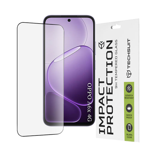 Защитно фолио Techsuit за Oppo A6x 4G / A6x, закалено стъкло, Full Glue, 111D, черно