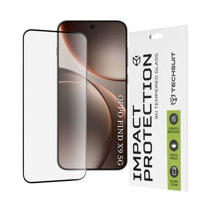 Фолио за защита на екрана Techsuit за Oppo Find X9, Закалено стъкло, Full Glue, 111D, Черно