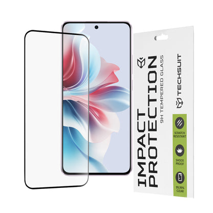 Протектор за екран Techsuit за Oppo Reno11 F, закалено стъкло, пълно залепване, 111D, черен