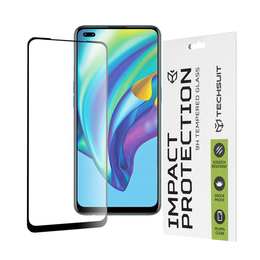 Протектор за екран Techsuit за Oppo Reno4 Lite, закалено стъкло, Full Glue, 111D, черен