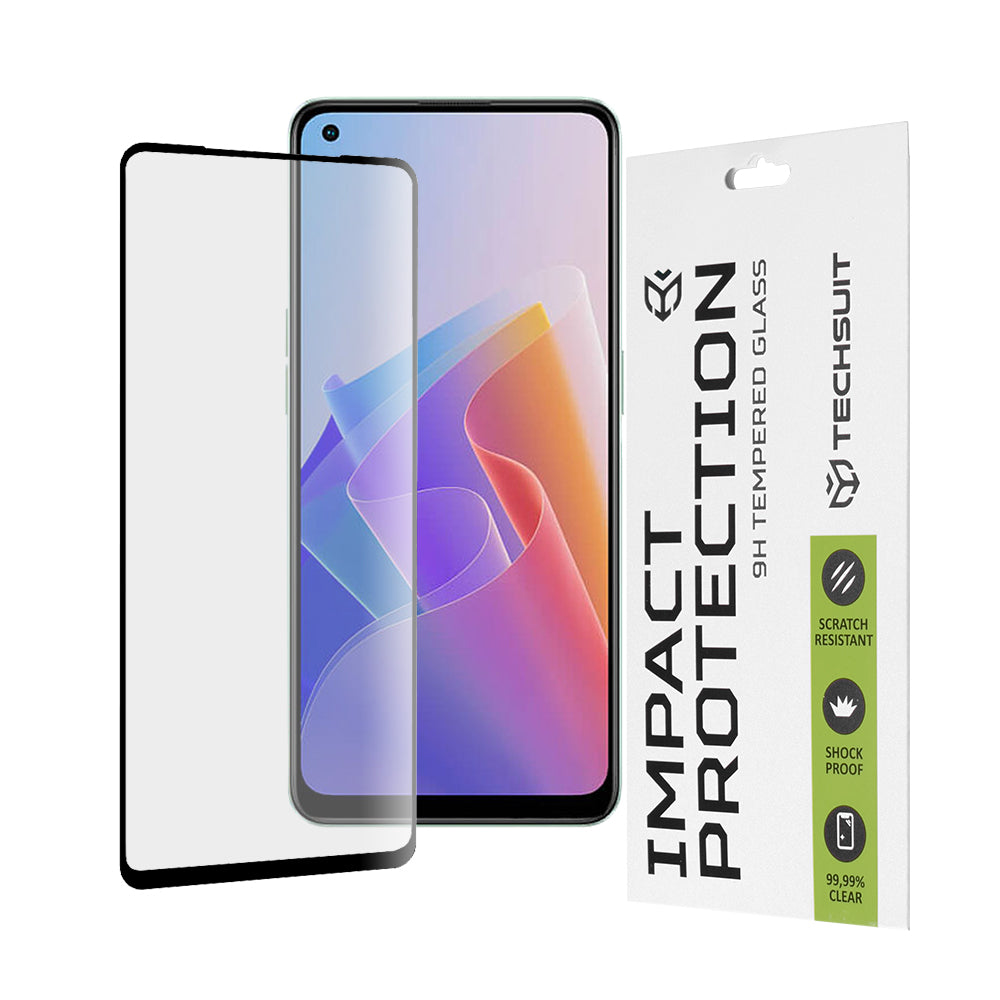 Протектор за екран Techsuit за Oppo Reno8 Lite / Reno7 / Reno7 Lite / Oneplus Nord N20 5G, закалено стъкло, пълно залепване, 111D, черен