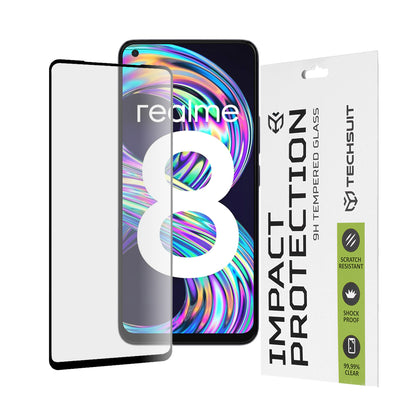 Протектор за екран Techsuit за Realme 8 Pro / 8, закалено стъкло, пълно залепване, 111D, черен