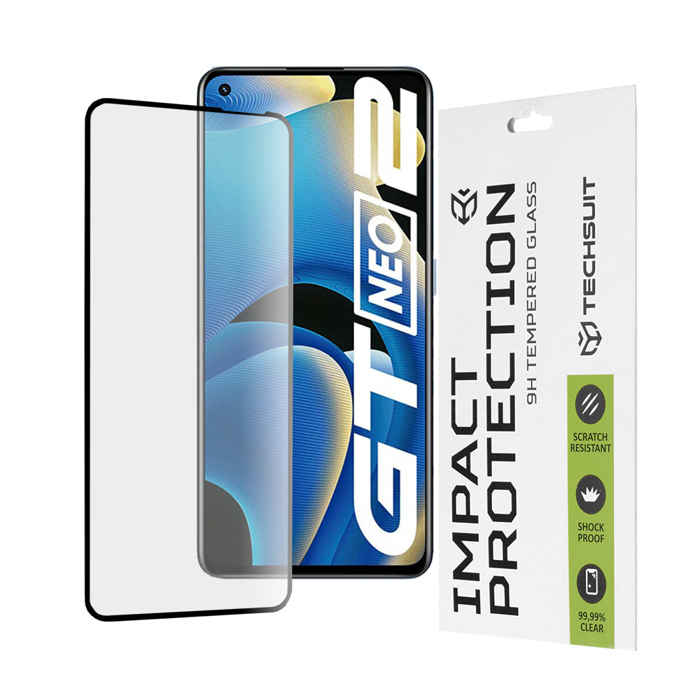 Протектор за екран Techsuit за Realme GT Neo 3T / GT2 / GT Neo2, закалено стъкло, пълно залепване, 111D, черен