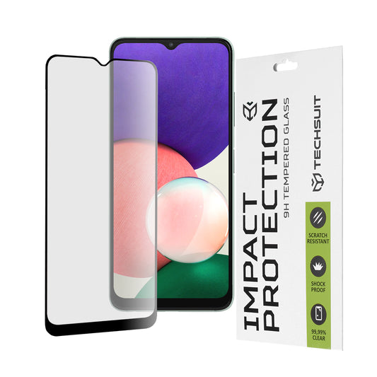 Протектор за екран Techsuit за Samsung Galaxy A22 5G A226, закалено стъкло, Full Glue, 111D, черен