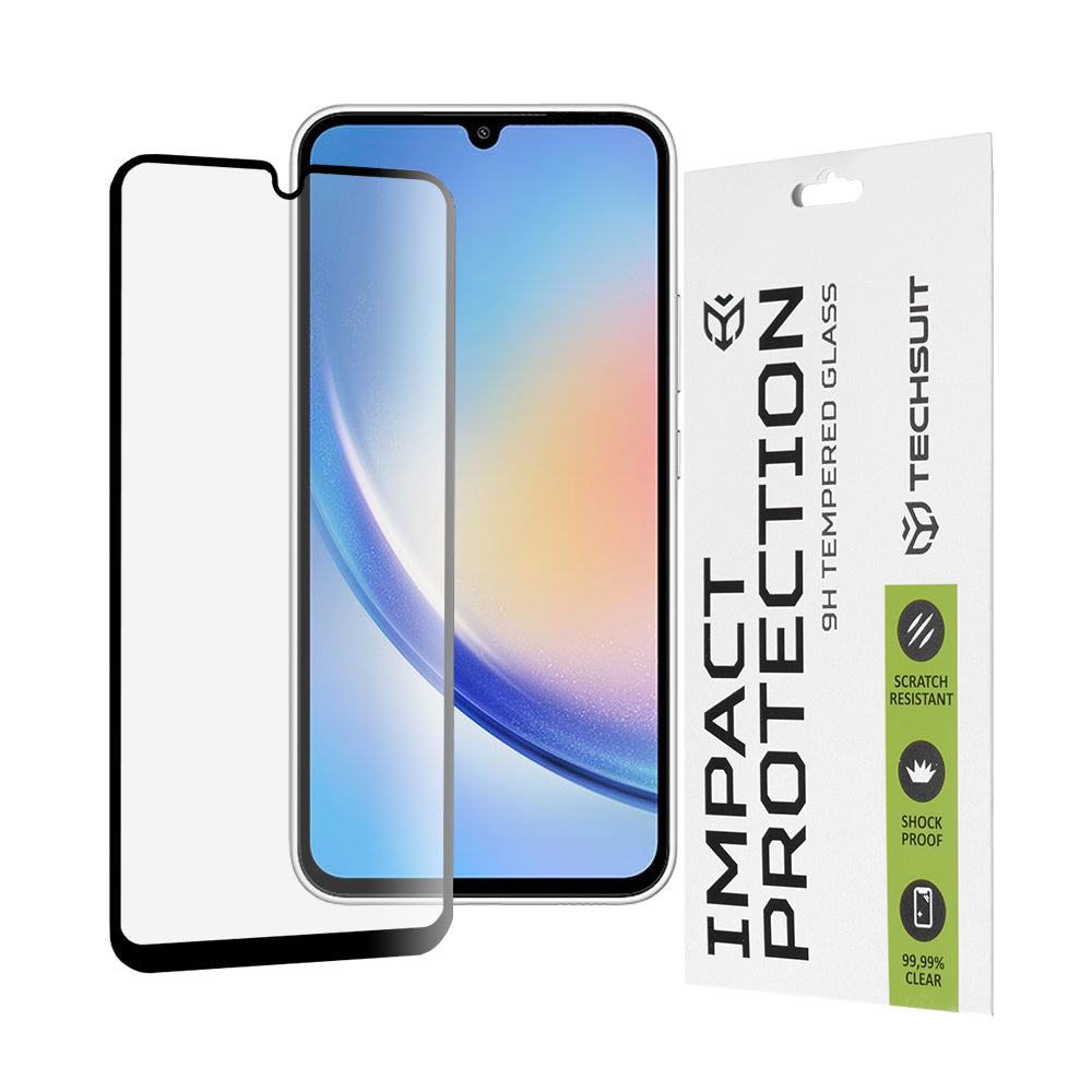 Протектор за екран Techsuit за Samsung Galaxy A34 A346, закалено стъкло, Full Glue, 111D, черен