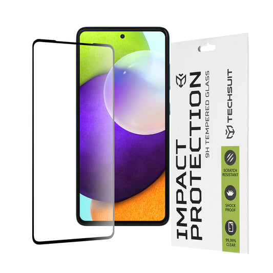 Протектор за екран Techsuit за Samsung Galaxy A52s 5G A528 / A52 5G A526 / A52 A525, закалено стъкло, пълно залепване, 111D, черен