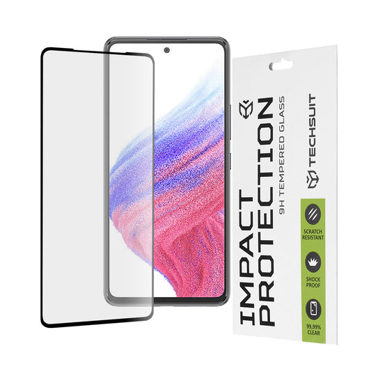 Протектор за екран Techsuit за Samsung Galaxy A53 5G A536, закалено стъкло, пълно залепване, 111D, черен