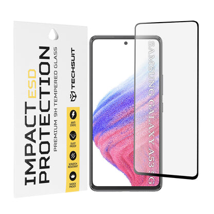 Протектор за екран Techsuit за Samsung Galaxy A53 5G A536, закалено стъкло, пълно залепване, черен