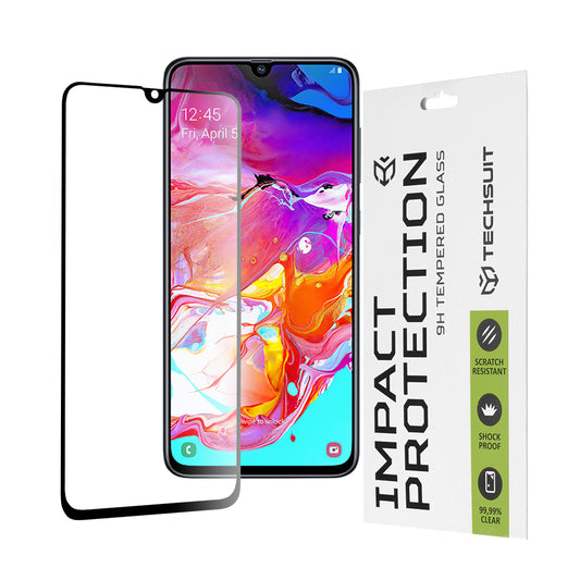 Протектор за екран Techsuit за Samsung Galaxy A70s A707 / A90 5G A908 / A70 A705, закалено стъкло, Full Glue, 111D, черен