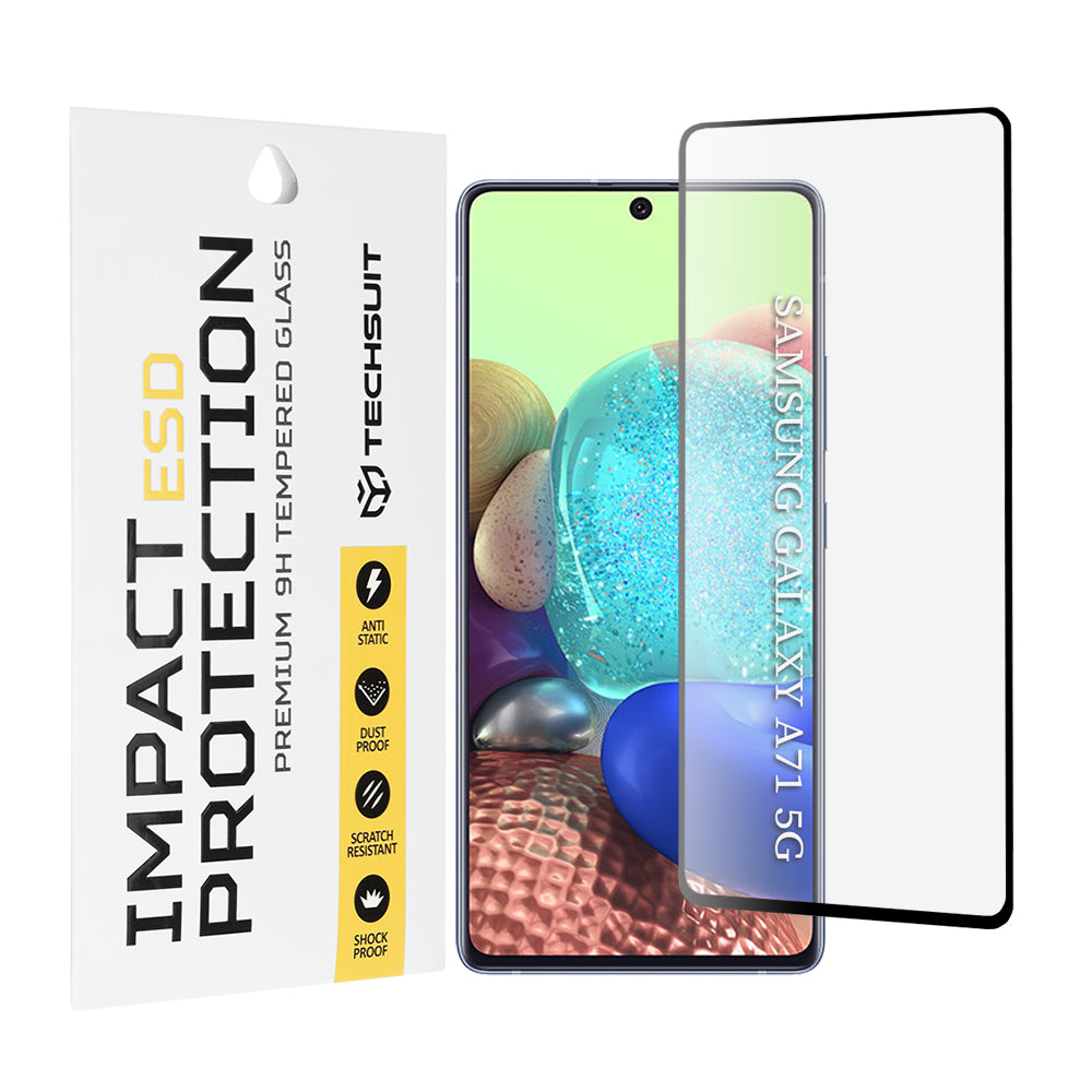 Протектор за екран Techsuit за Samsung Galaxy M51 M515 / A71 5G A716 / Note10 Lite N770 / A71 A715, закалено стъкло, пълно залепване, черен