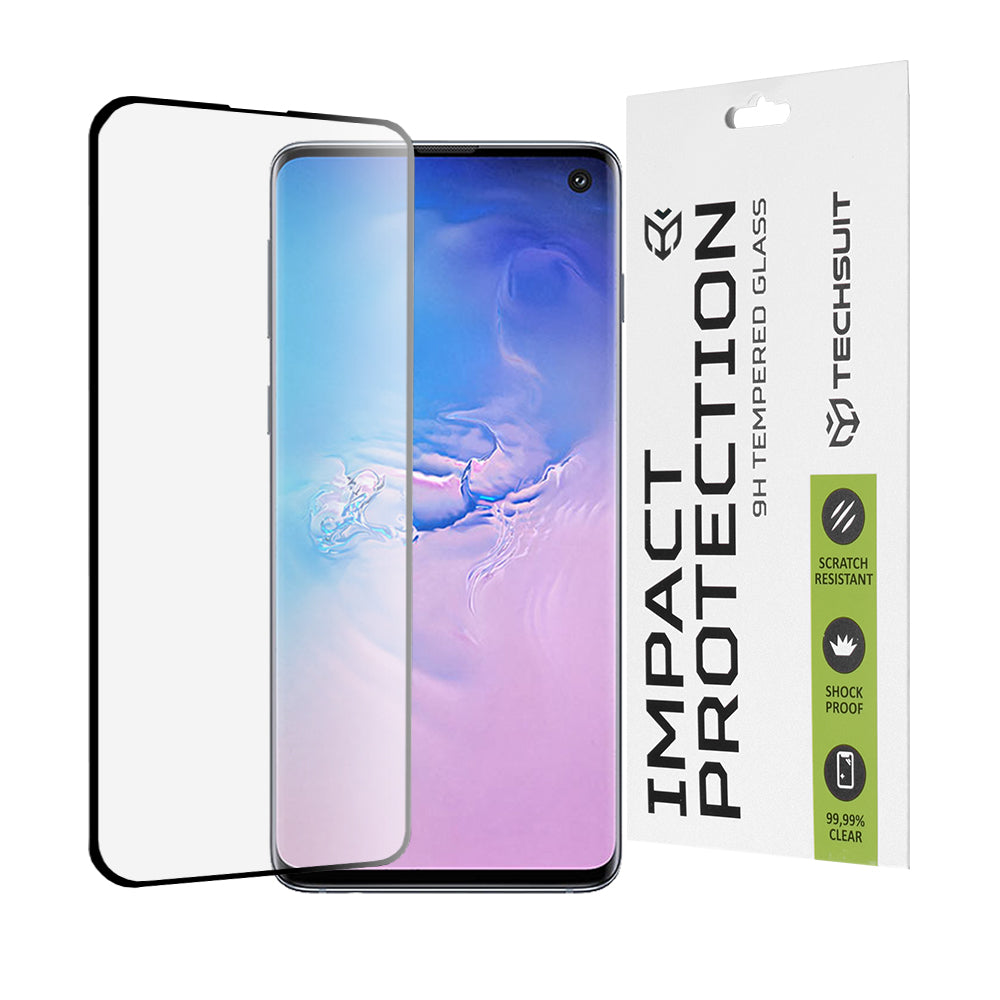 Протектор за екран Techsuit за Samsung Galaxy S10 G973, закалено стъкло, Full Glue, 111D, черен