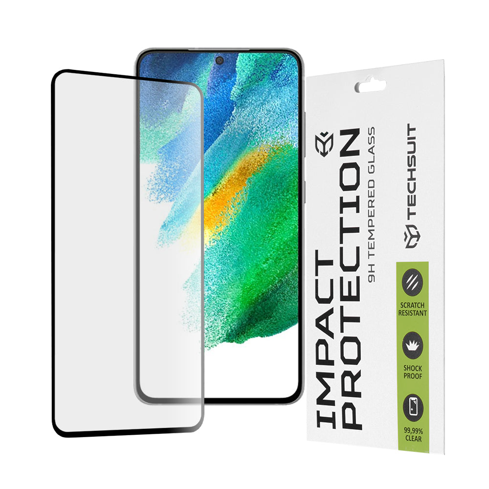 Протектор за екран Techsuit за Samsung Galaxy S21 FE 5G G990, закалено стъкло, пълно залепване, 111D, черен