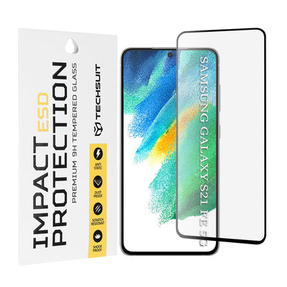 Протектор за екран Techsuit за Samsung Galaxy S21 FE 5G G990, закалено стъкло, пълно залепване, черен