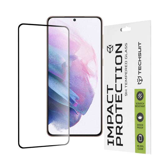 Протектор за екран Techsuit за Samsung Galaxy S21+ 5G G996, закалено стъкло, пълно залепване, 111D, черен