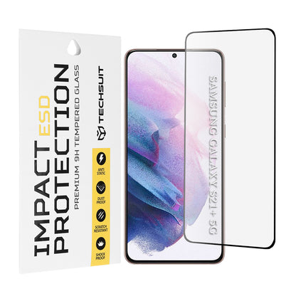 Протектор за екран Techsuit за Samsung Galaxy S21+ 5G G996, закалено стъкло, пълно залепване, черен