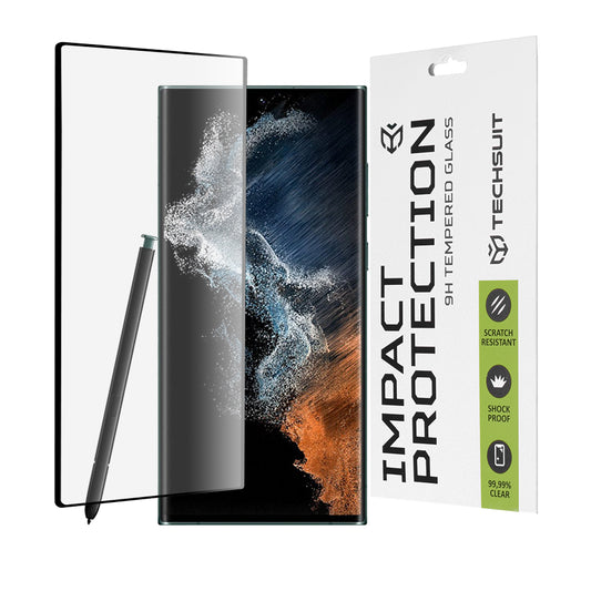 Протектор за екран Techsuit за Samsung Galaxy S22 Ultra 5G S908, закалено стъкло, Full Glue, 111D, черен