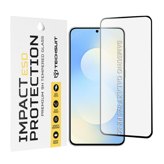 Протектор за екран Techsuit за Samsung Galaxy S25 FE, закалено стъкло, пълно залепване, черен