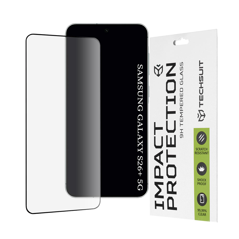 Фолио за защита на екрана Techsuit за Samsung Galaxy S26 Plus S947, Закалено стъкло, Full Glue, 111D, Черно