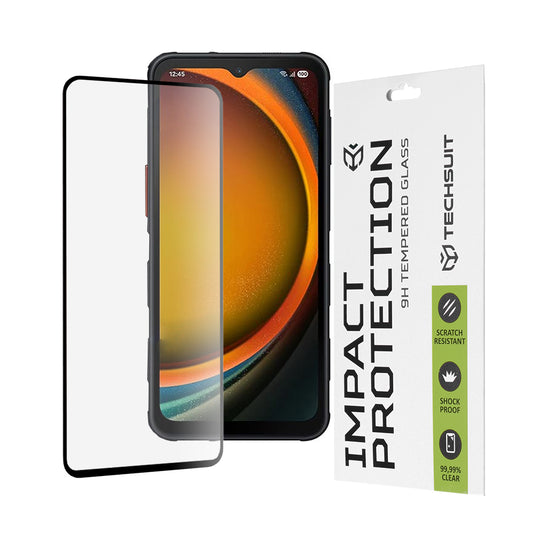 Протектор за екран Techsuit за Samsung Galaxy XCover7 Pro, закалено стъкло, Full Glue, 111D, черен