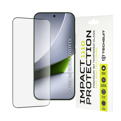 Techsuit Screen Protector Film for Xiaomi Poco F9 Pro, Tempered Glass, Full Glue, 111D, Black