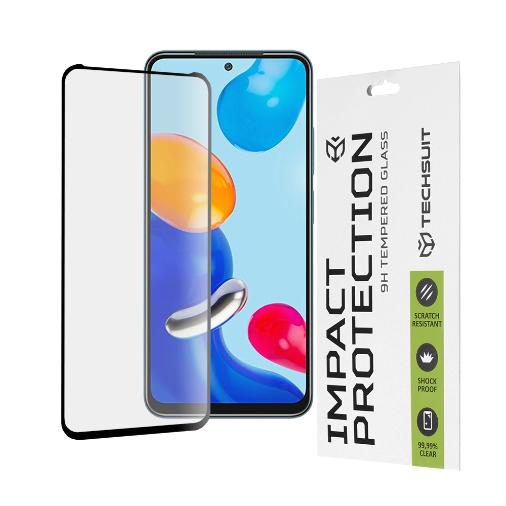 Протектор за екран Techsuit за Xiaomi Poco M4 Pro / Redmi Note 11S / Note 11, закалено стъкло, пълно залепване, 111D, черен