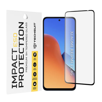 Протектор за екран Techsuit за Xiaomi Redmi 13 5G / 13 / 12 5G / 12 / Poco M6 4G, закалено стъкло, пълно залепване, черен