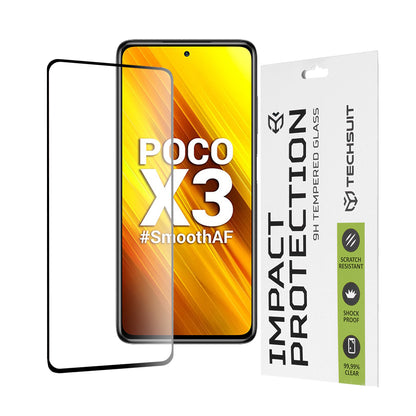 Протектор за екран Techsuit за Xiaomi Poco X3 Pro / X3 NFC / X3, закалено стъкло, Full Glue, 111D, черен