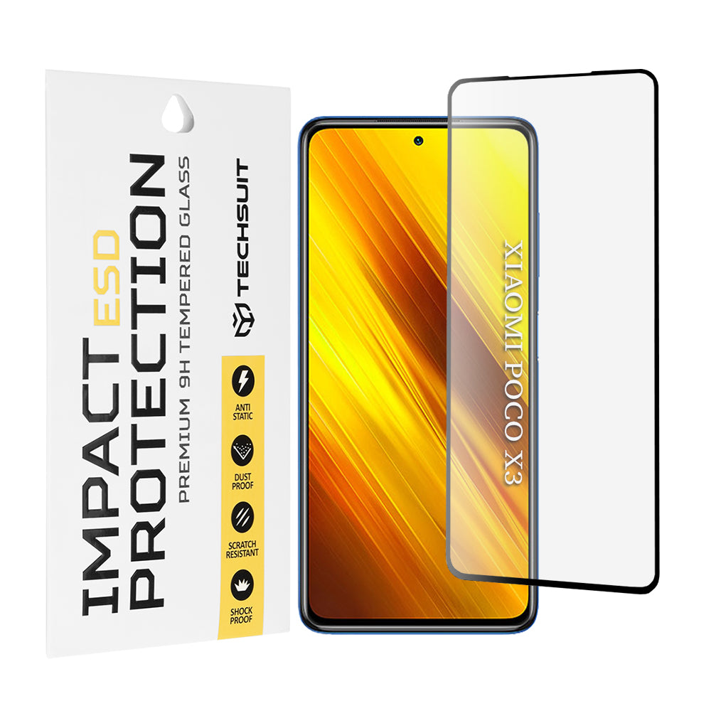 Протектор за екран Techsuit за Xiaomi Poco X3 Pro / X3 NFC / X3, закалено стъкло, пълно залепване, черен