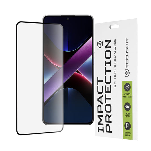 Протектор за екран Techsuit за Xiaomi Poco X7 Pro, закалено стъкло, пълно залепване, 111D, черен
