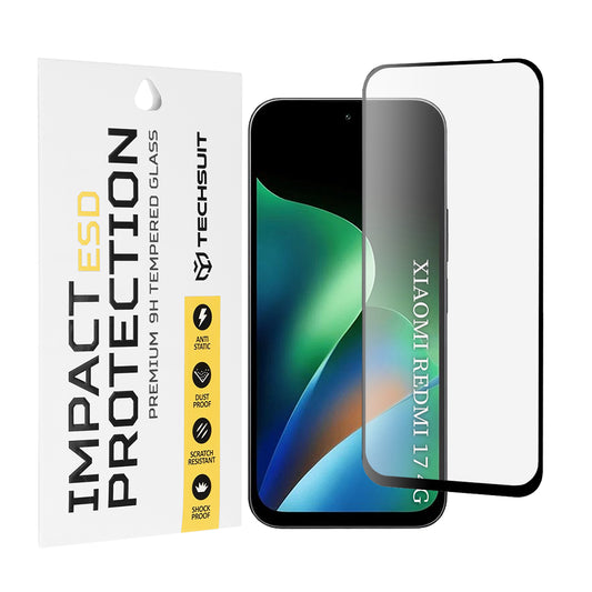 Протектор за екран Techsuit за Xiaomi Redmi 17 5G / 17 4G, закалено стъкло, пълно залепване, черен