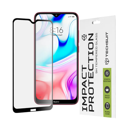 Протектор за екран Techsuit за Xiaomi Redmi 8A / 8, закалено стъкло, пълно залепване, 111D, черен