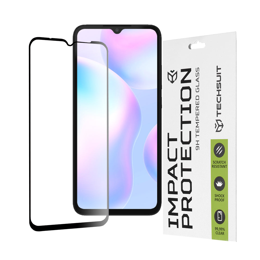 Протектор за екран Techsuit за Xiaomi Redmi A2+ / A2 / A1+ / A1 / 10A, закалено стъкло, Full Glue, 111D, черен