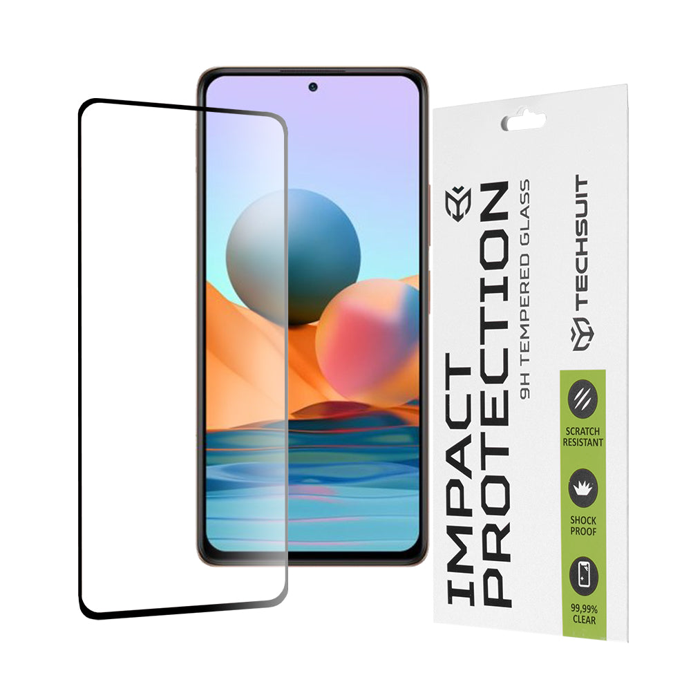 Протектор за екран Techsuit за Xiaomi Redmi Note 10 Pro Max / Note 10 Pro, закалено стъкло, пълно залепване, 111D, черен