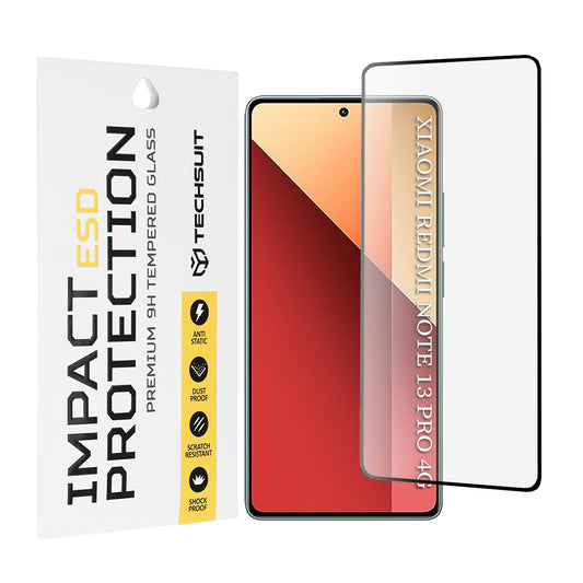 Techsuit Screen Protector Film for Xiaomi Redmi Note 13 Pro 4G / Poco M6 Pro 4G, Tempered Glass, Full Glue, Black