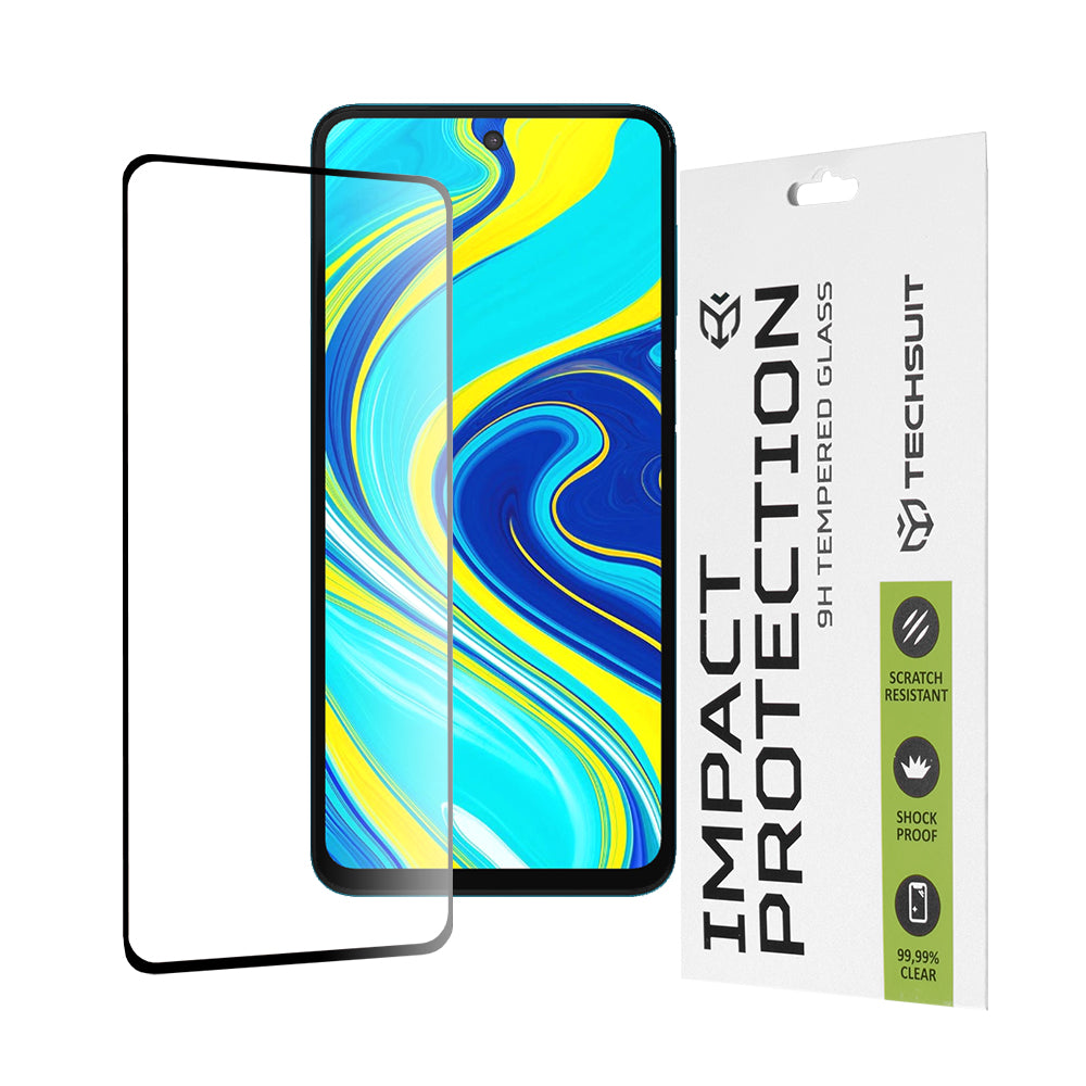 Протектор за екран Techsuit за Xiaomi Redmi Note 9S / Note 9 Pro / Note 9 Pro Max, закалено стъкло, пълно залепване, 111D, черен