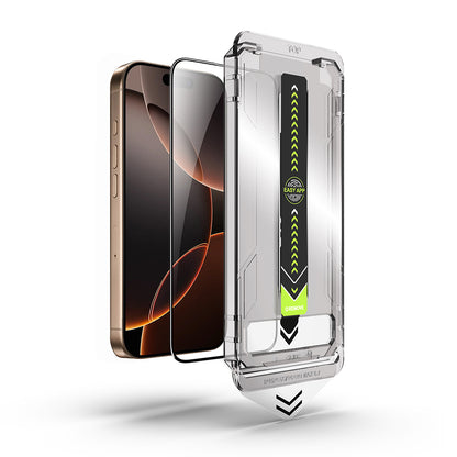 Протектор за екран Techsuit TitanGlass за Apple iPhone 17e / 16e / 14 / 13 Pro, закалено стъкло, пълно залепване, черен