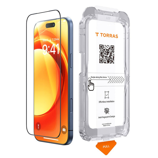 Протектор за екран Torras HD Shield за Apple iPhone 18 Pro / 17 Pro, закалено стъкло, пълно залепване, черен