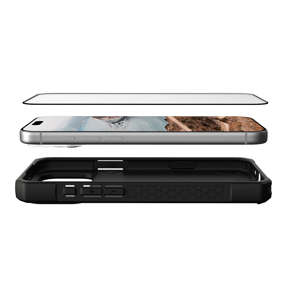 Фолио за защита на екрана Urban Armor Gear Shield за Apple iPhone 17 Pro Max, Закалено стъкло, Пълно лепене, Черно