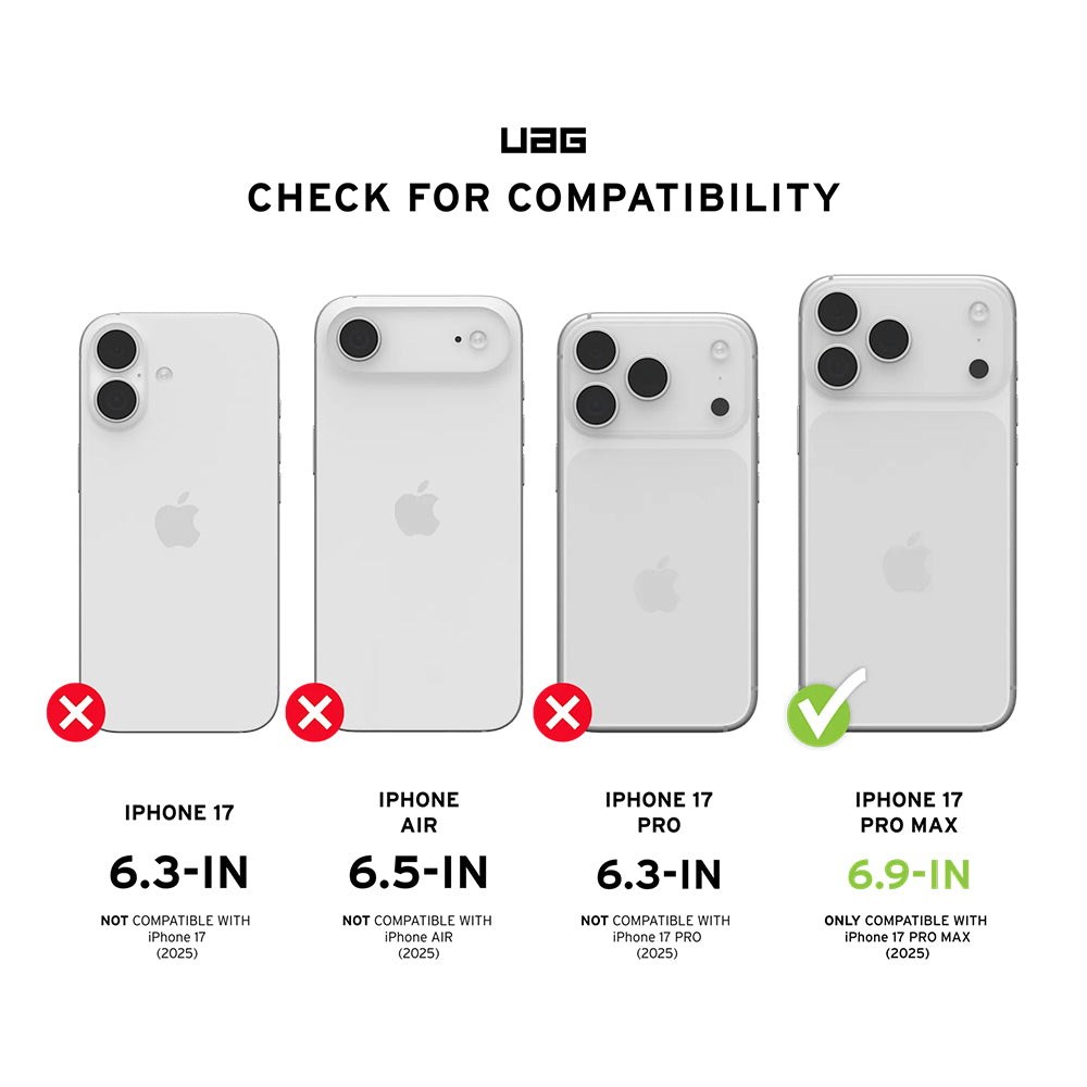 Фолио за защита на екрана Urban Armor Gear Shield за Apple iPhone 17 Pro Max, Закалено стъкло, Пълно лепене, Черно