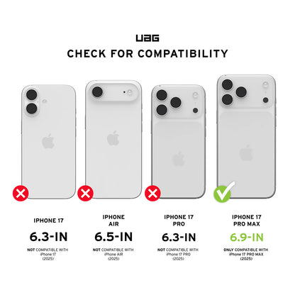 Фолио за защита на екрана Urban Armor Gear Shield за Apple iPhone 17 Pro Max, Закалено стъкло, Пълно лепене, Черно