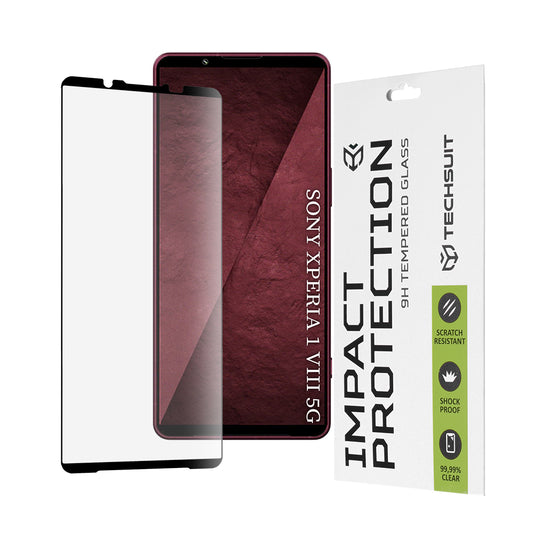 Протектор за екран Techsuit за Sony Xperia 1 VIII, закалено стъкло, 111D, черен