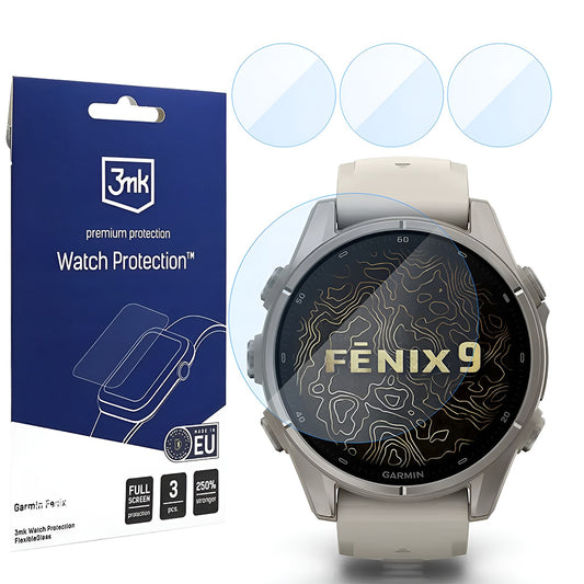 Протектор 3MK FlexibleGlass за Garmin Fenix 9 43mm, комплект от 3 броя, гъвкаво стъкло