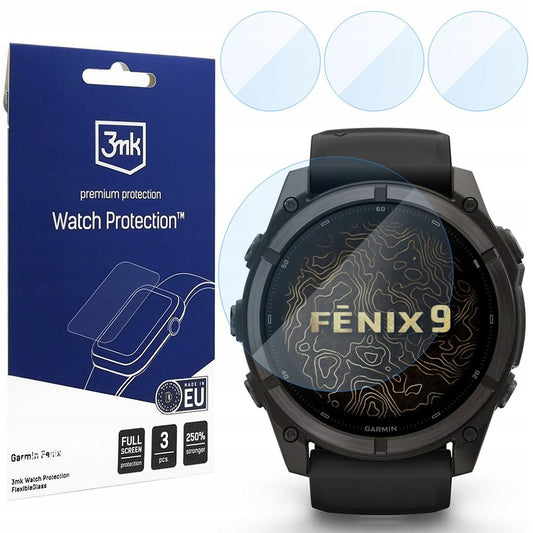 Протекторна фолио 3MK FlexibleGlass за Garmin Fenix 9 51mm, комплект от 3 броя, гъвкаво стъкло