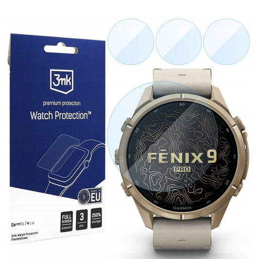 Протектор 3MK FlexibleGlass за Garmin Fenix 9 Pro 43mm, комплект от 3 броя, гъвкаво стъкло