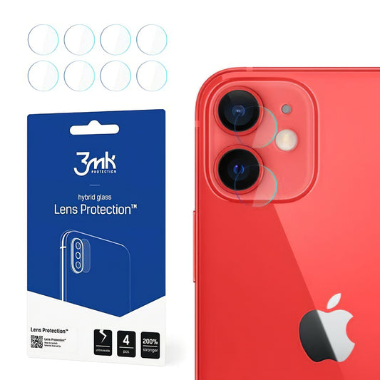 Протектор за задна камера 3MK Protection за Apple iPhone 12, гъвкаво стъкло, комплект от 4 броя, прозрачен