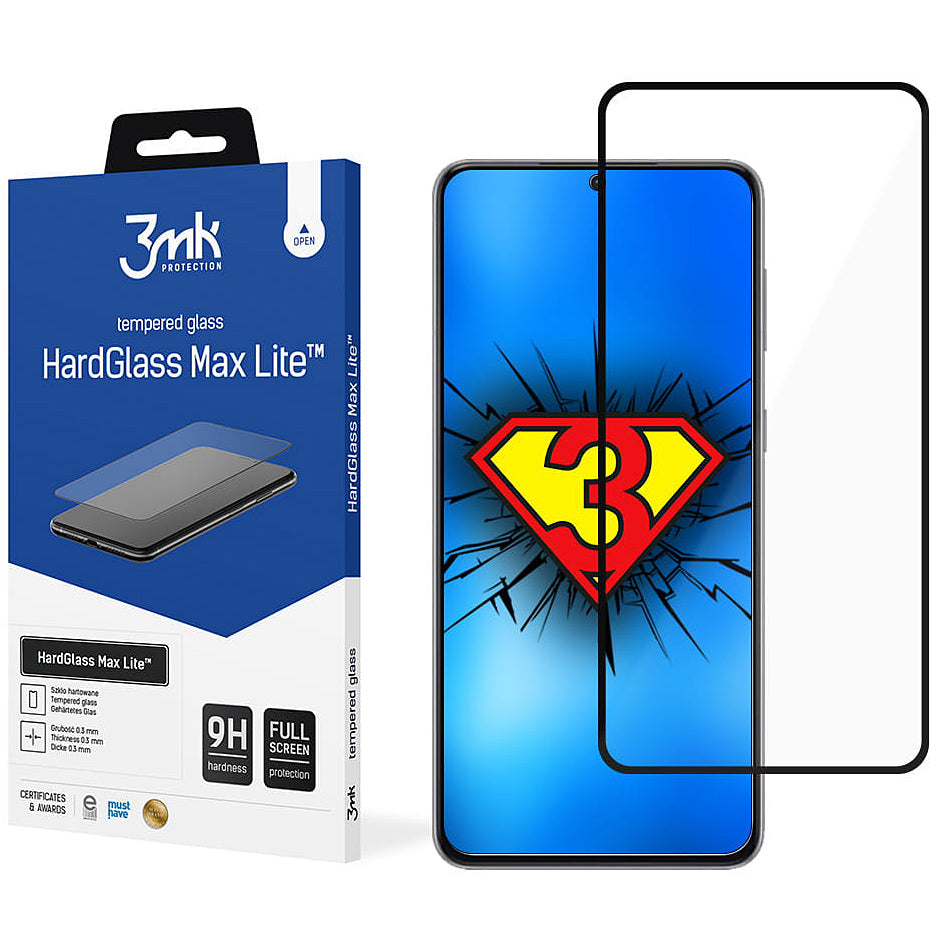 Защитен калъф за екран 3MK HardGlass Max Lite за Samsung Galaxy S21+ 5G G996, закалено стъкло, пълно залепване, черен