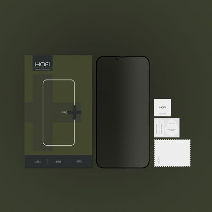 Протектор за екран Privacy HOFI PRO+ за Apple iPhone 17e / 16e / 14 / 13 Pro, закалено стъкло, пълно залепване