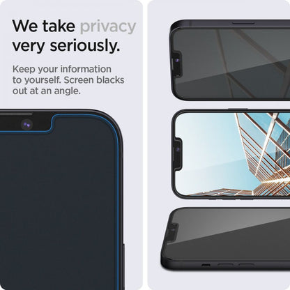 Spigen GlastR EZ FIT Privacy Screen Protector for Apple iPhone 14 Plus / 13 Pro Max, Tempered Glass, Full Glue, Set of 2 pieces AGL03378