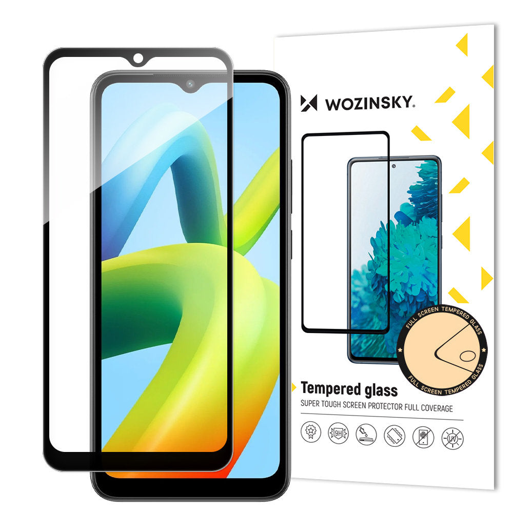 WZK Screen Protector за Xiaomi Redmi A2+ / A2 / A2 / A1+ / A1, стъклен протектор, пълно залепване, черен